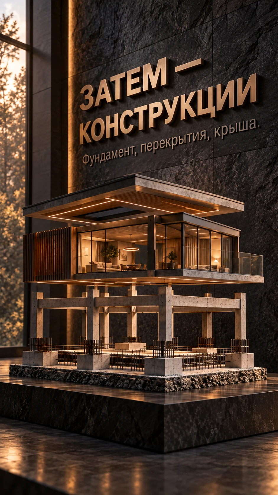Концептуальная ИИ-иллюстрация 3: Эскизный и конструктивный проект: разные задачи одного дома