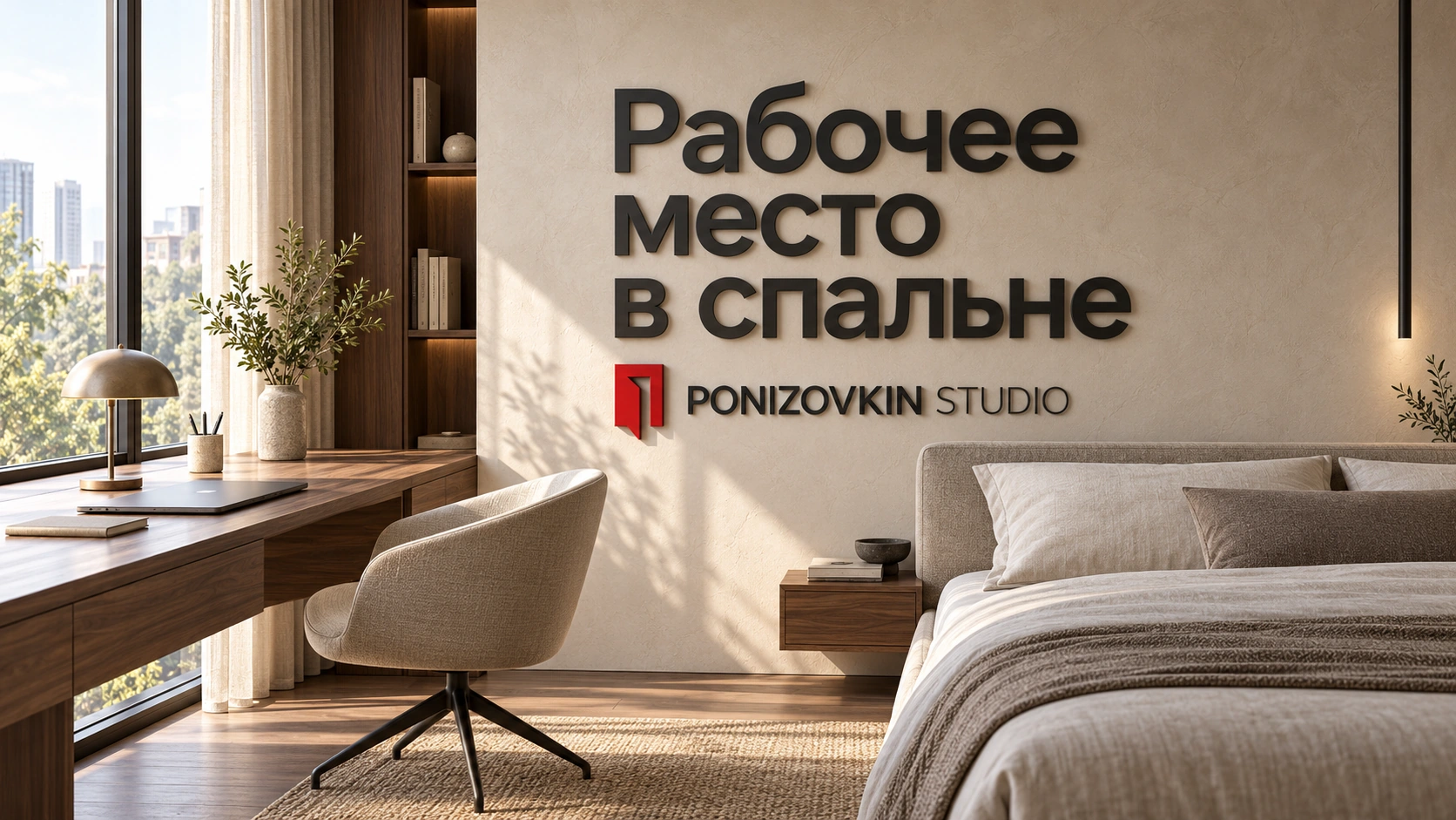 Концептуальная иллюстрация: Рабочее место в спальне