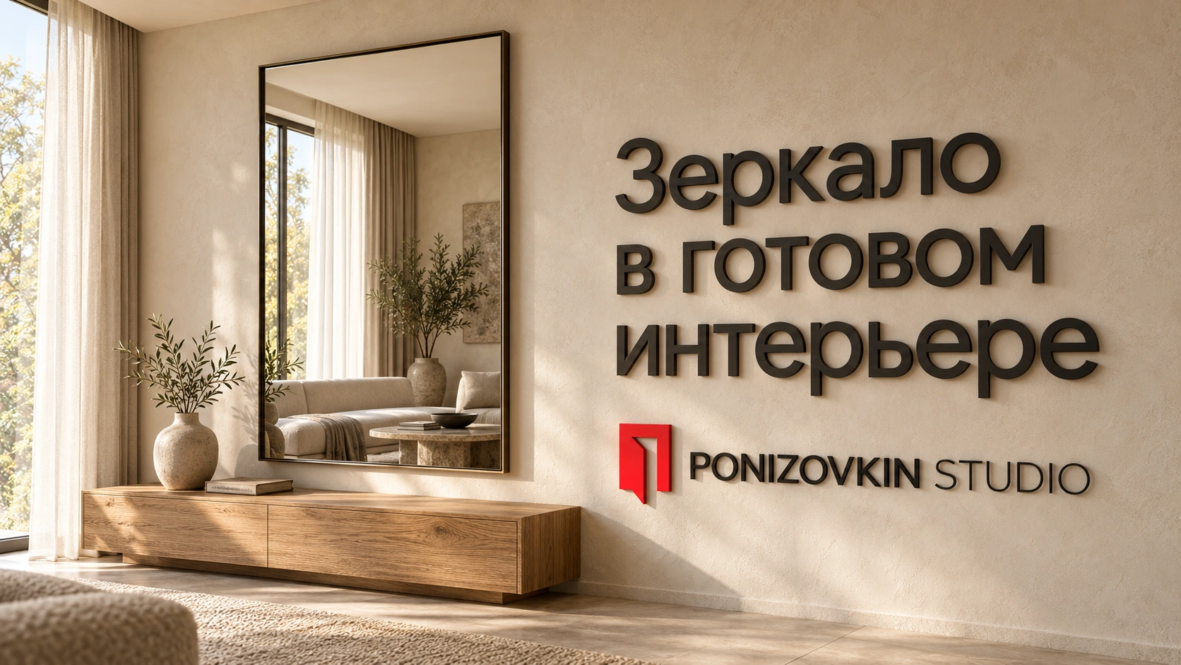 Концептуальная иллюстрация: Зеркало в готовом интерьере